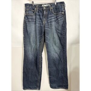 BKE Seth Jeans Straight Leg Dark Wash Thick Stick Whiskers Buckle Mens 38 L